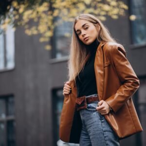Jaqueta de Couro Caramelo